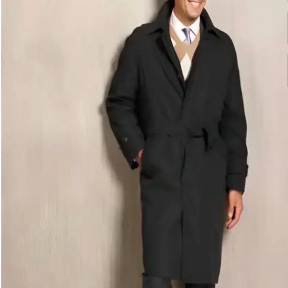 Lauren‎ Ralph Lauren Men’s Black Tie Belted Trench Coat Size 48